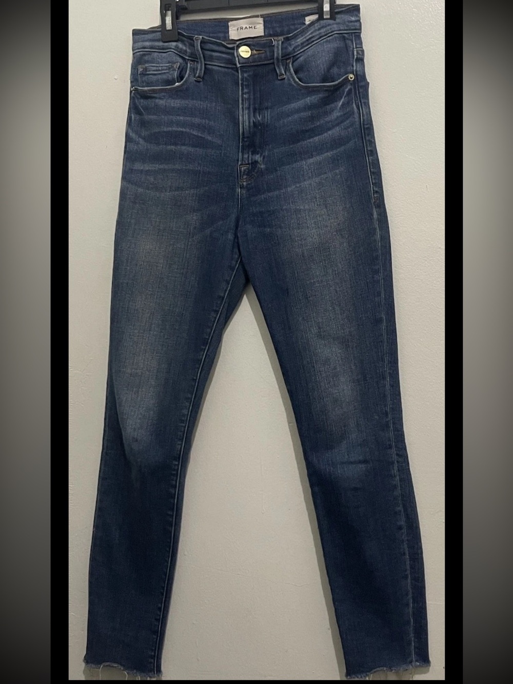Frame Women’s  Ali High Rise Cigarette Raw Stagger Hem  Jeans Stretch Sz 27